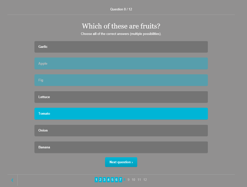 Multiple choice with up to 10 answers