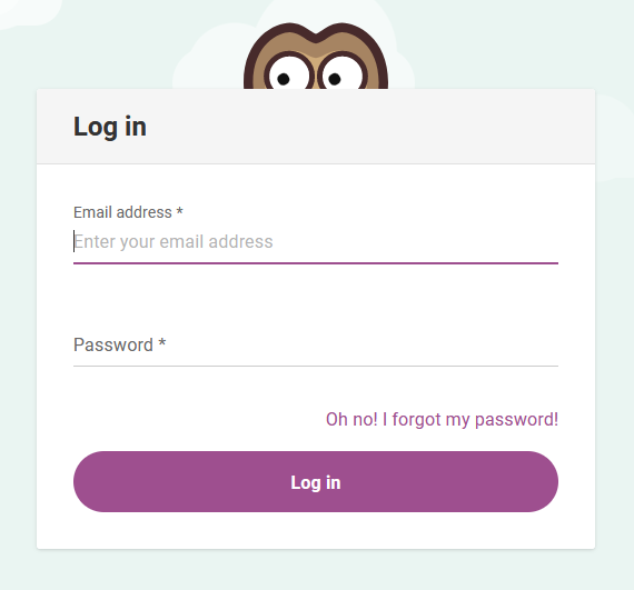 Screenshot of the log in form of Easy LMS with a field for email address and password.